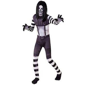NEW Laughing Jack Morphcostumes Black White Costume Boy Medium 8-10 Bodysuit Wig